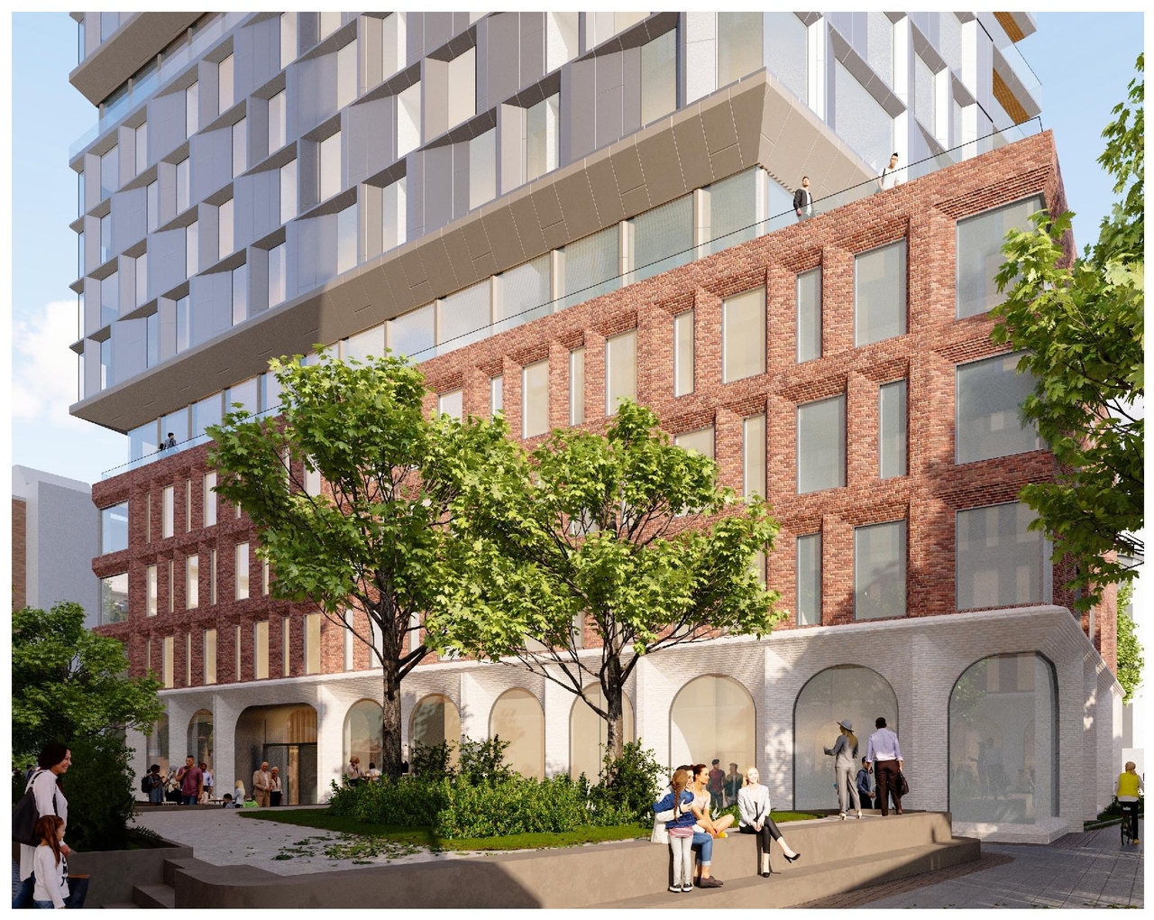 Rendering of building from page 26 of the file '2025-09-03 - SDRP Design Brief - Package 3 - D02-02-20-0101'
