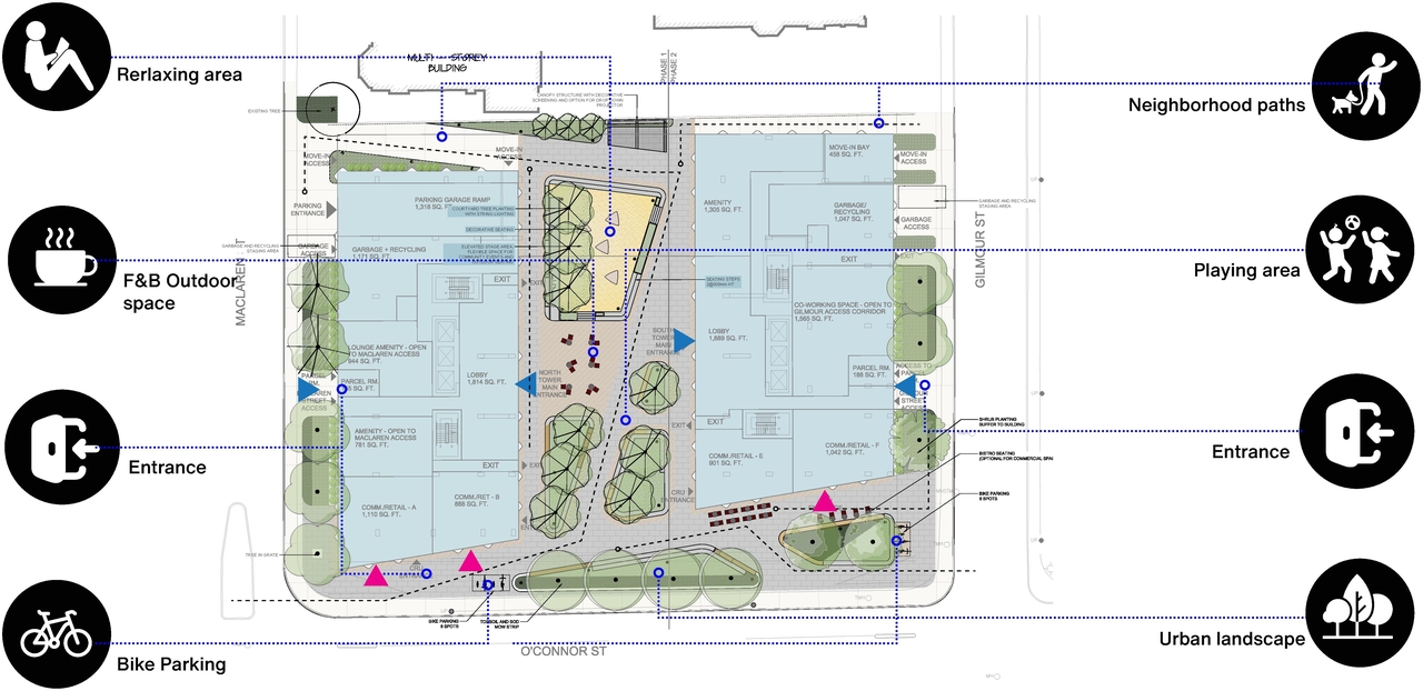 Construction site plan for project from page 37 of the file '2025-09-03 - SDRP Design Brief - Package 3 - D02-02-20-0101'