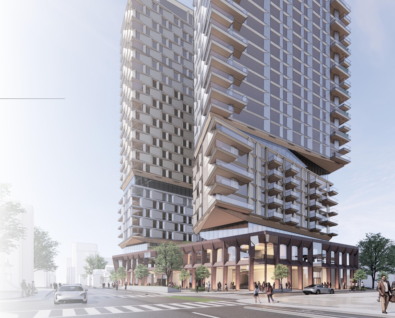 Rendering of building from page 18 of the file '2024-05-07 - Special Design Review Panel Presentation - D02-02-20-0101'