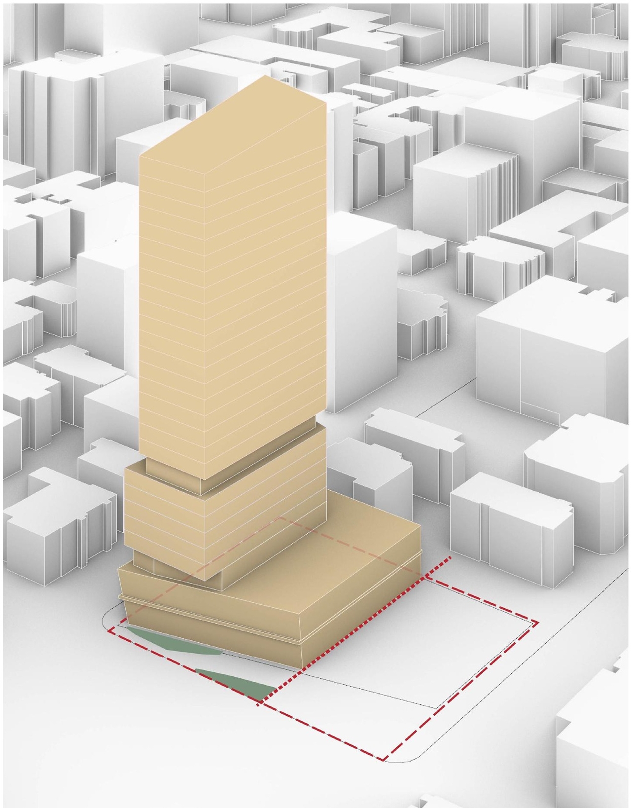 Rendering of building from page 22 of the file '2024-05-07 - Special Design Review Panel Presentation - D02-02-20-0101'