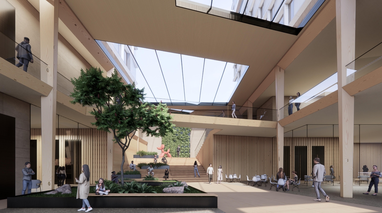 Rendering of building from page 26 of the file '2024-05-07 - Special Design Review Panel Presentation - D02-02-20-0101'