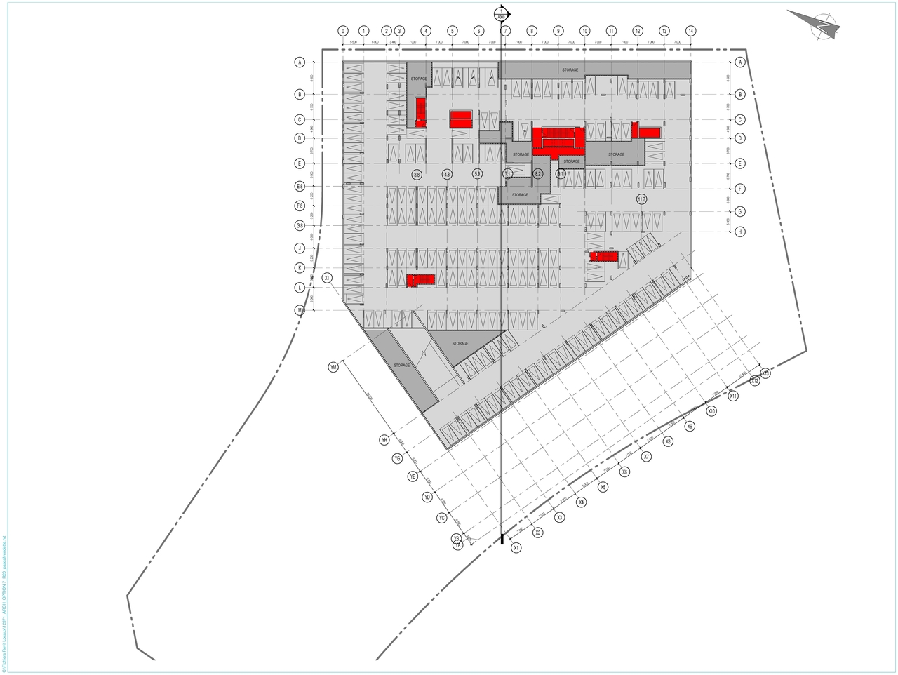Construction site plan for project from page 2 of the file '2022-07-26 - Parking Levels and Floor Plans - D02-02-21-0009'