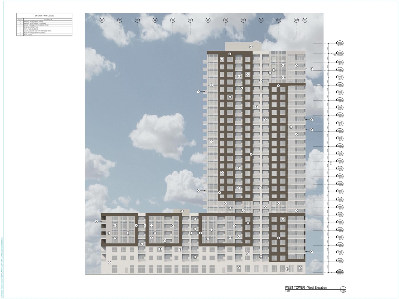 Rendering of building from page 12 of the file '2022-07-26 - Parking Levels and Floor Plans - D02-02-21-0009'