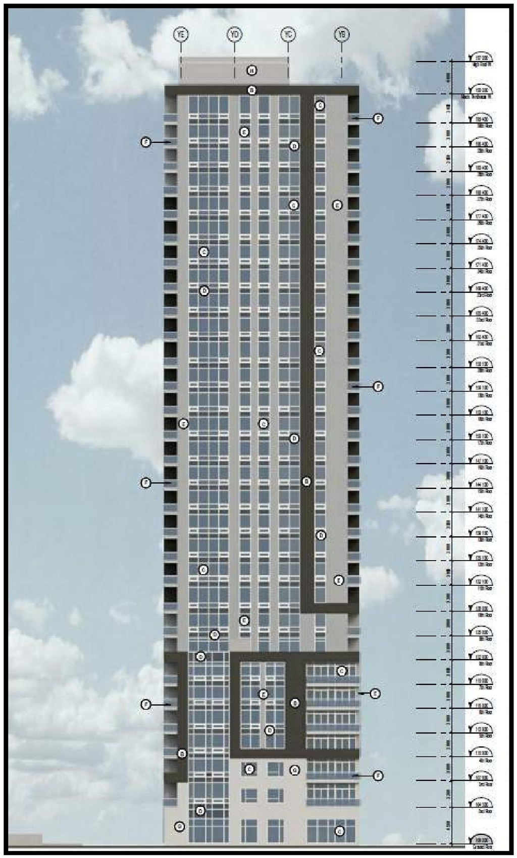 Rendering of building from page 11 of the file '2021-05-27 - Applicant Urban Design Review Panel Presentation - D02-02-21-0009'