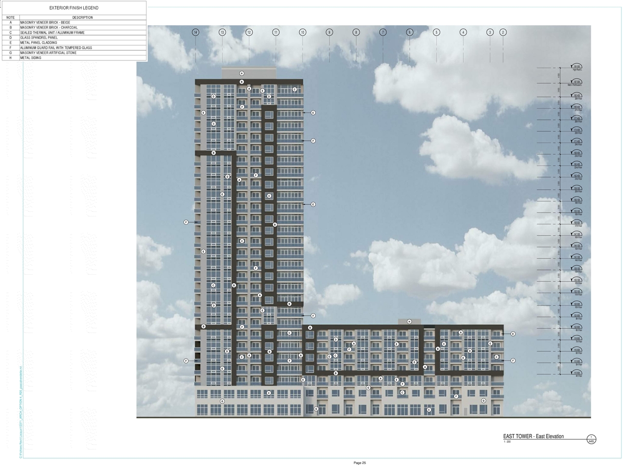 Rendering of building from page 26 of the file '2021-05-27 - Applicant Urban Design Review Panel Presentation - D02-02-21-0009'