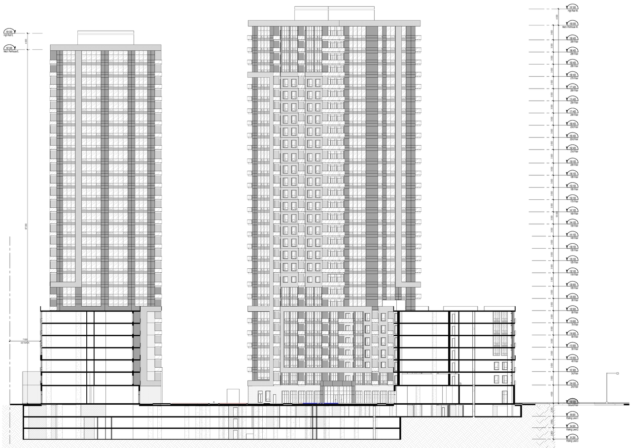 Rendering of building from page 27 of the file '2021-05-27 - Applicant Urban Design Review Panel Presentation - D02-02-21-0009'