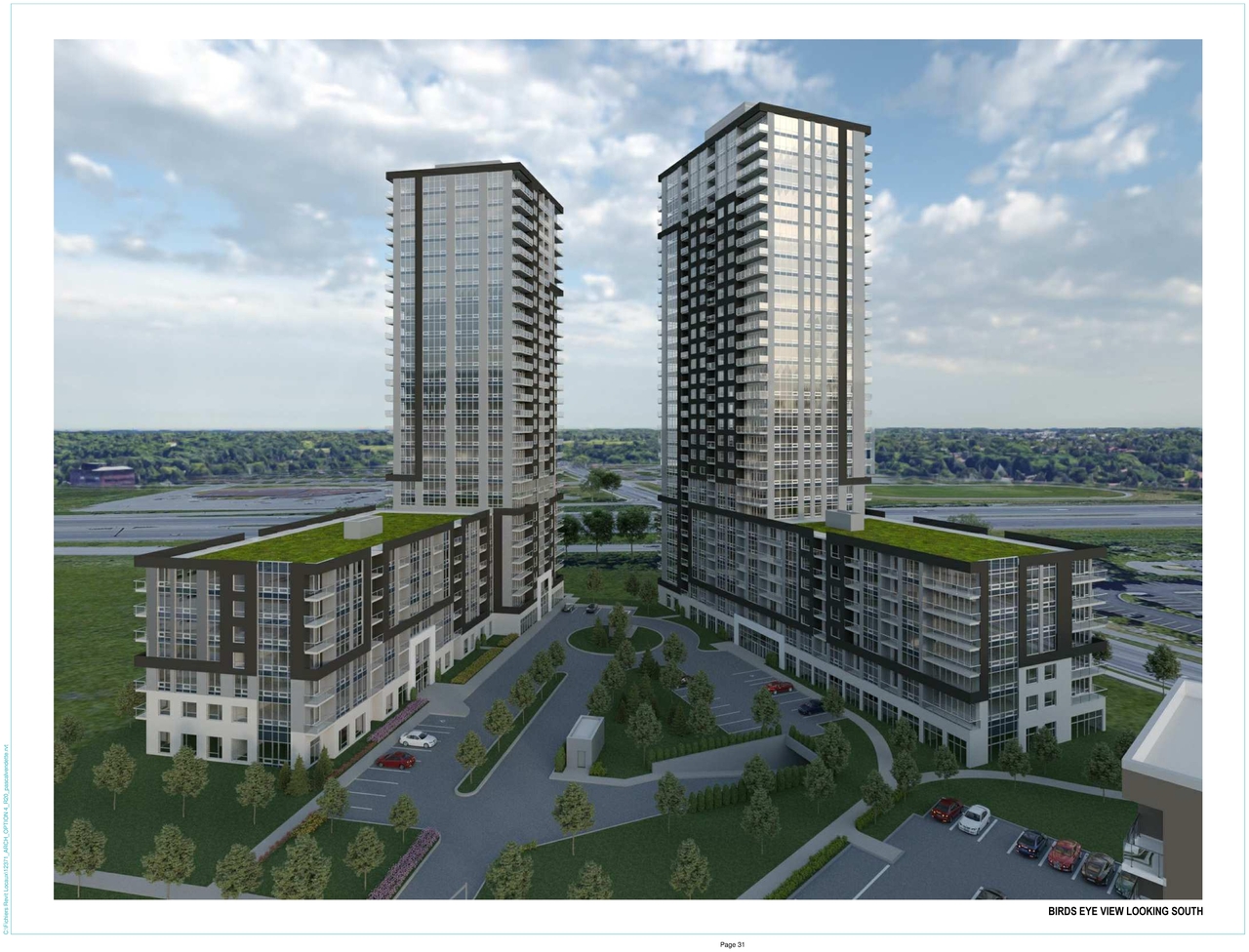Rendering of building from page 32 of the file '2021-05-27 - Applicant Urban Design Review Panel Presentation - D02-02-21-0009'