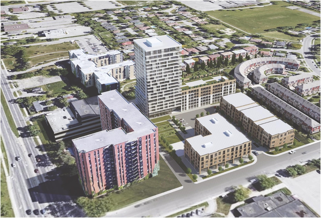 Rendering of building from page 18 of the file '2022-08-05 - Design Brief - D02-02-21-0057'