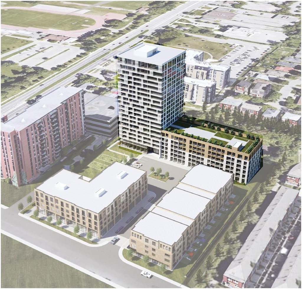 Rendering of building from page 19 of the file '2022-08-05 - Design Brief - D02-02-21-0057'