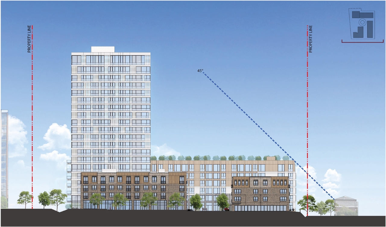 Rendering of building from page 52 of the file '2022-08-05 - Design Brief - D02-02-21-0057'
