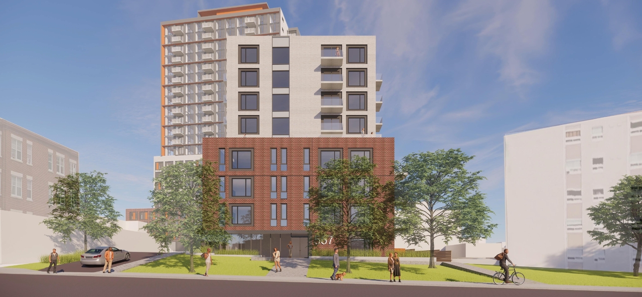 Rendering of building from page 13 of the file '2022-12-29 - Perspectives - D02-02-21-0068'