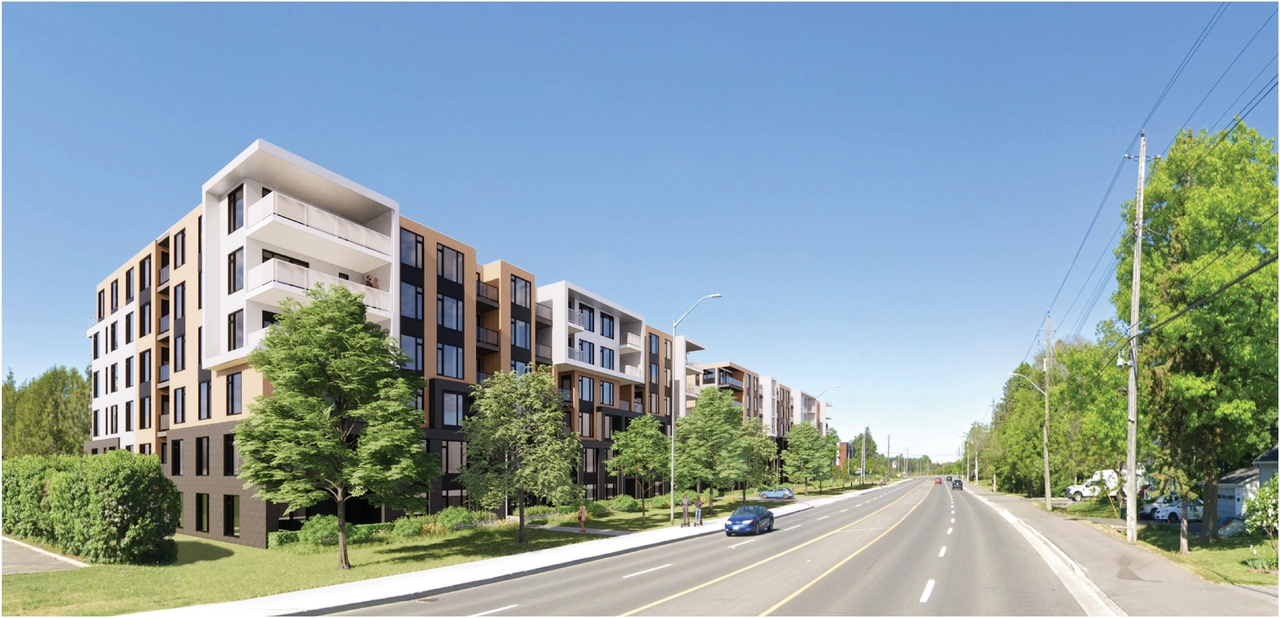 Rendering of building from page 4 of the file '2022-12-21 - Design Brief - D02-02-21-0082'