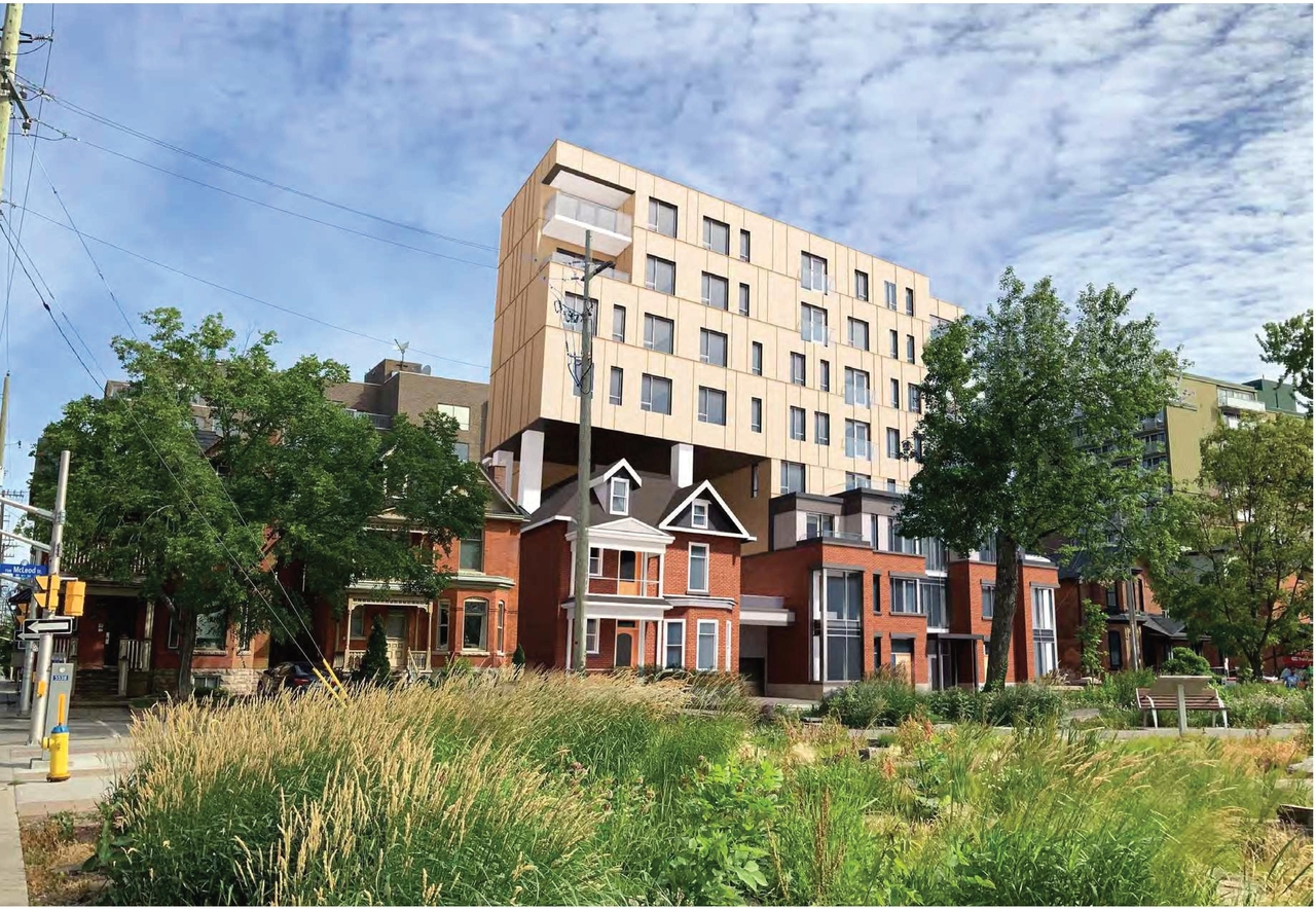 Rendering of building from page 1 of the file '2021-08-19 - Architectural Package and Design Brief - D02-02-21-0084'