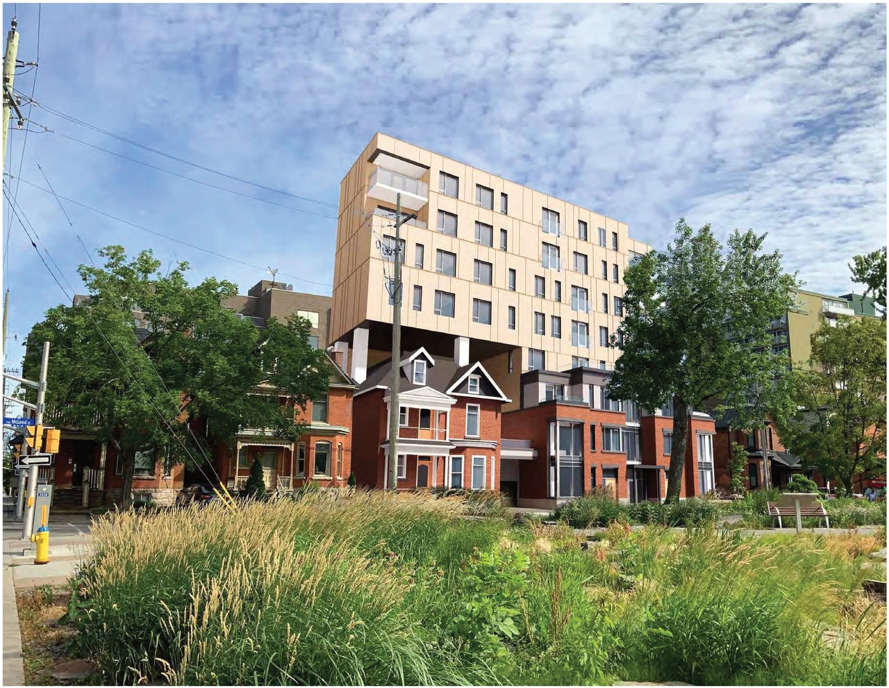 Rendering of building from page 8 of the file '2021-08-19 - Architectural Package and Design Brief - D02-02-21-0084'