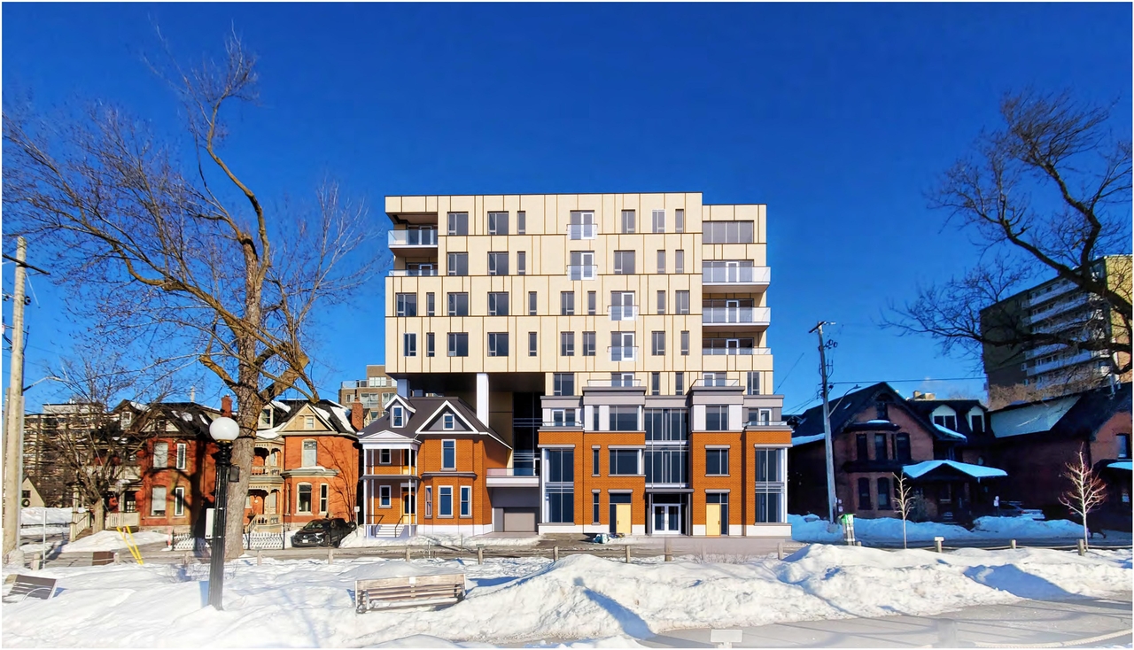 Rendering of building from page 9 of the file '2021-08-19 - Architectural Package and Design Brief - D02-02-21-0084'
