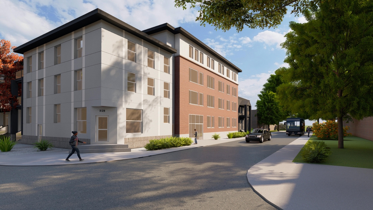 Rendering of building from page 4 of the file '2021-08-27 - Renderings - D02-02-21-0088'