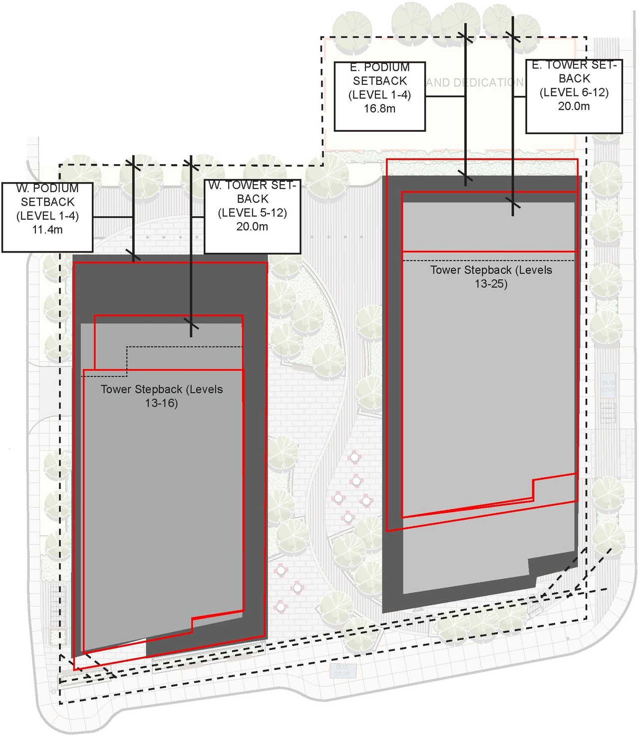 Construction site plan for project from page 13 of the file '2022-08-22 - FORMAL URBAN DESIGN REVIEW PANEL - Urban Design 220818 Package - D02-02-21-0093'