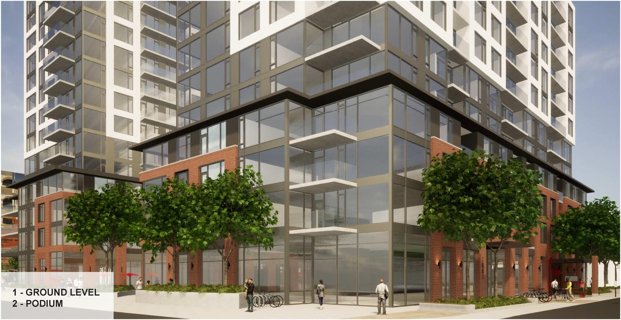 Rendering of building from page 26 of the file '2022-08-22 - FORMAL URBAN DESIGN REVIEW PANEL - Urban Design 220818 Package - D02-02-21-0093'