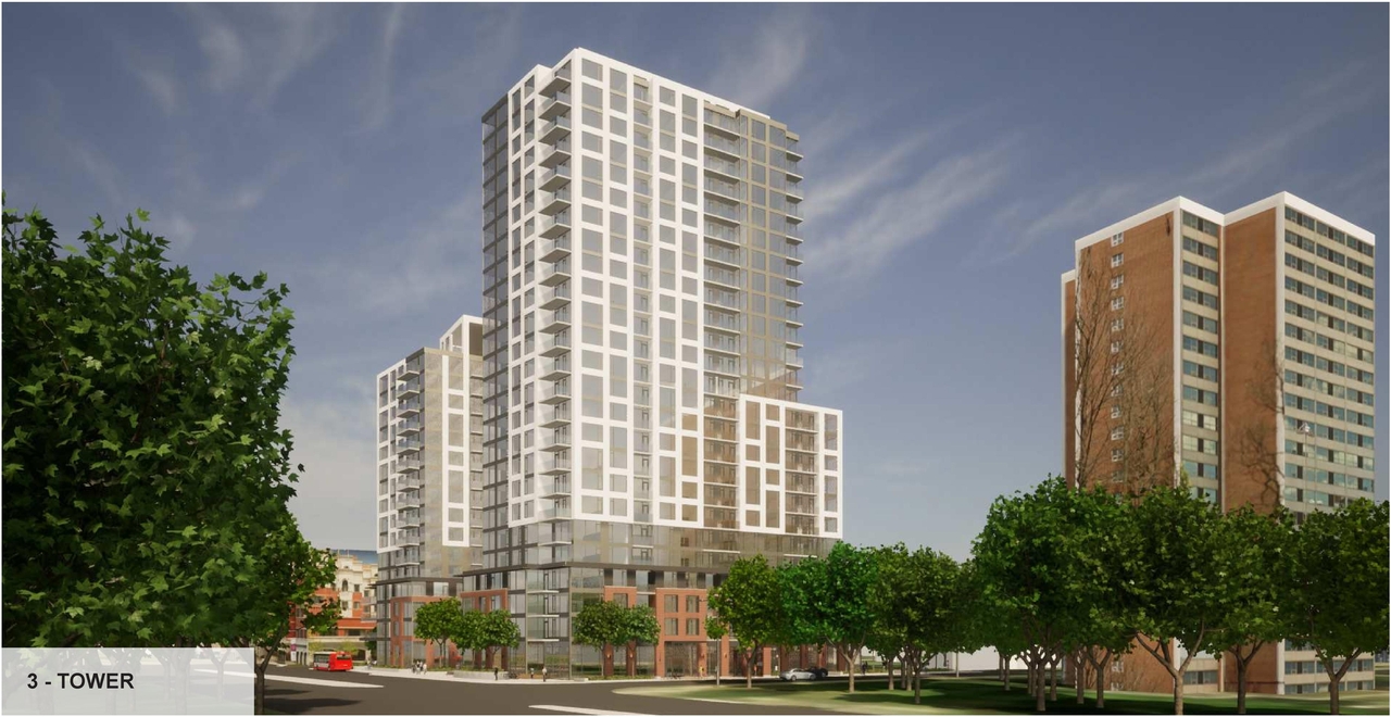 Rendering of building from page 29 of the file '2022-08-22 - FORMAL URBAN DESIGN REVIEW PANEL - Urban Design 220818 Package - D02-02-21-0093'