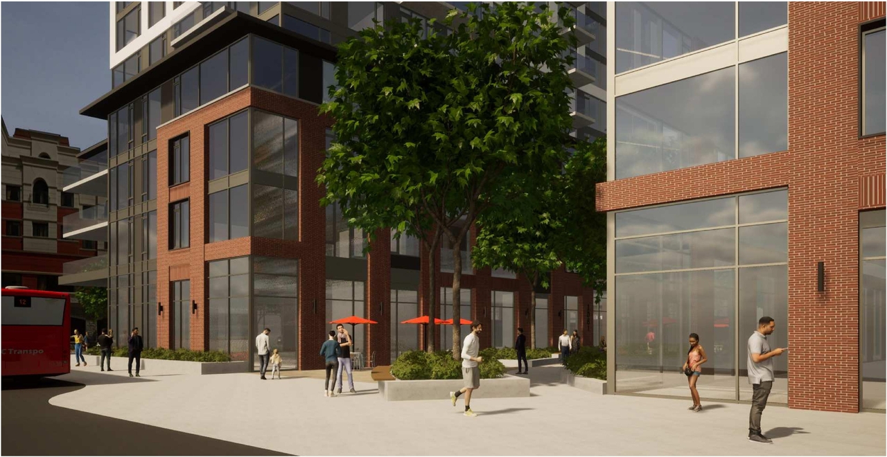 Rendering of building from page 32 of the file '2022-08-22 - FORMAL URBAN DESIGN REVIEW PANEL - Urban Design 220818 Package - D02-02-21-0093'