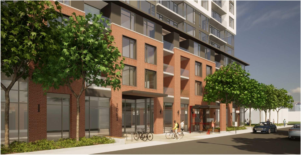 Rendering of building from page 34 of the file '2022-08-22 - FORMAL URBAN DESIGN REVIEW PANEL - Urban Design 220818 Package - D02-02-21-0093'
