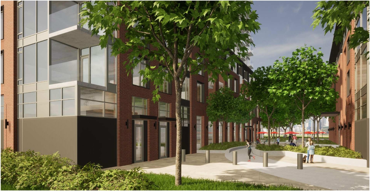 Rendering of building from page 35 of the file '2022-08-22 - FORMAL URBAN DESIGN REVIEW PANEL - Urban Design 220818 Package - D02-02-21-0093'