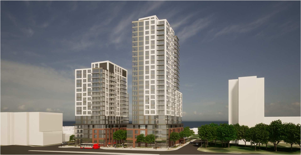 Rendering of building from page 37 of the file '2022-08-22 - FORMAL URBAN DESIGN REVIEW PANEL - Urban Design 220818 Package - D02-02-21-0093'