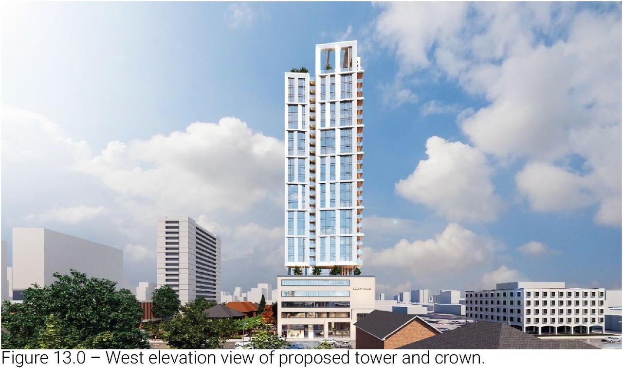 Rendering of building from page 8 of the file '2023-08-01 - Design Brief Revision No 2 - D02-02-21-0095'