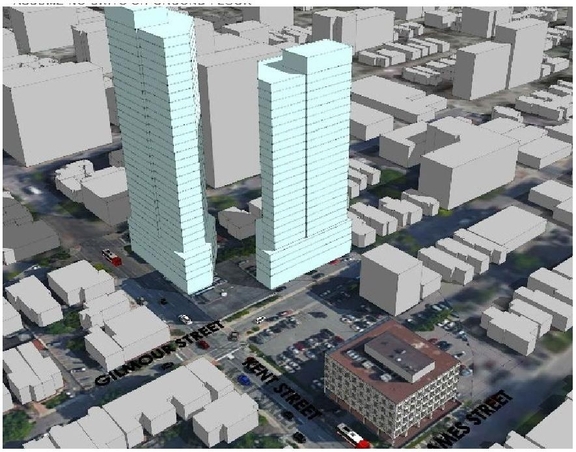 Rendering of building from page 13 of the file '2023-08-01 - Design Brief Revision No 2 - D02-02-21-0095'