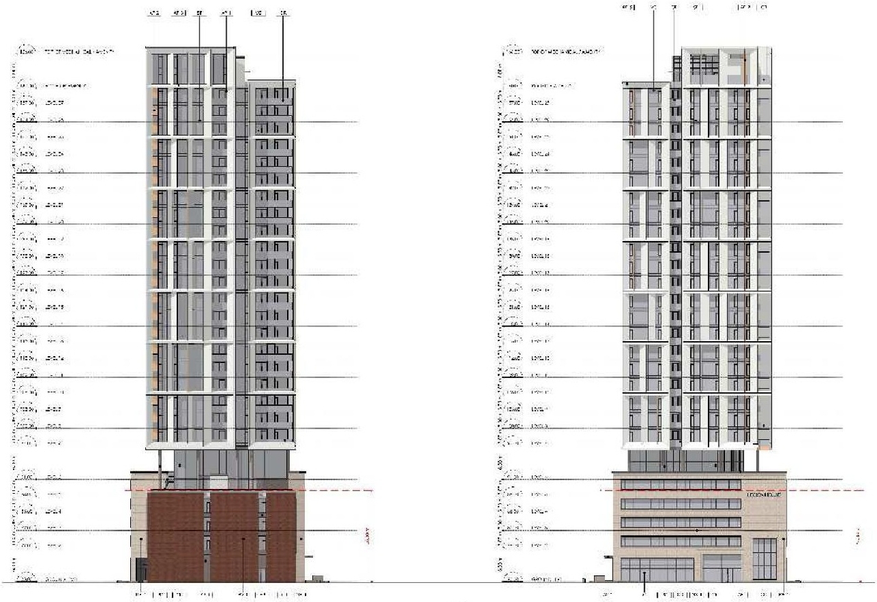 Rendering of building from page 16 of the file '2023-08-01 - Design Brief Revision No 2 - D02-02-21-0095'