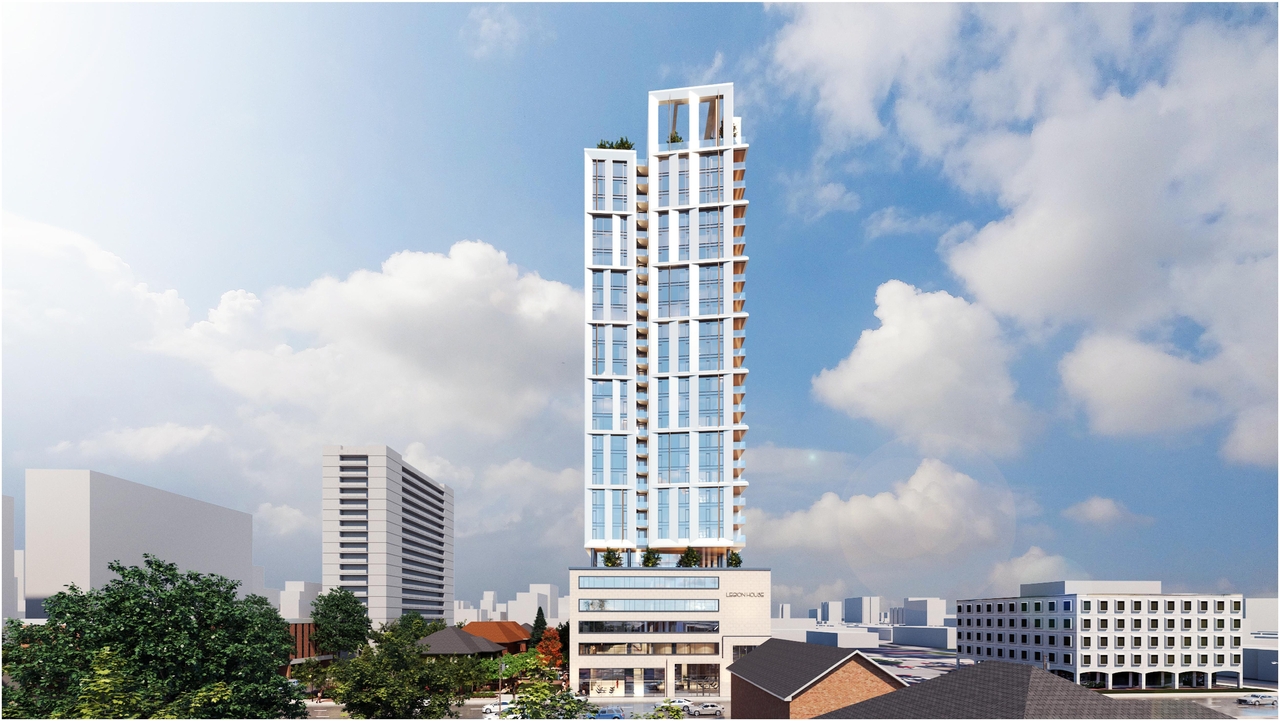Rendering of building from page 3 of the file '2023-08-01 - Rendered Views - D02-02-21-0095'