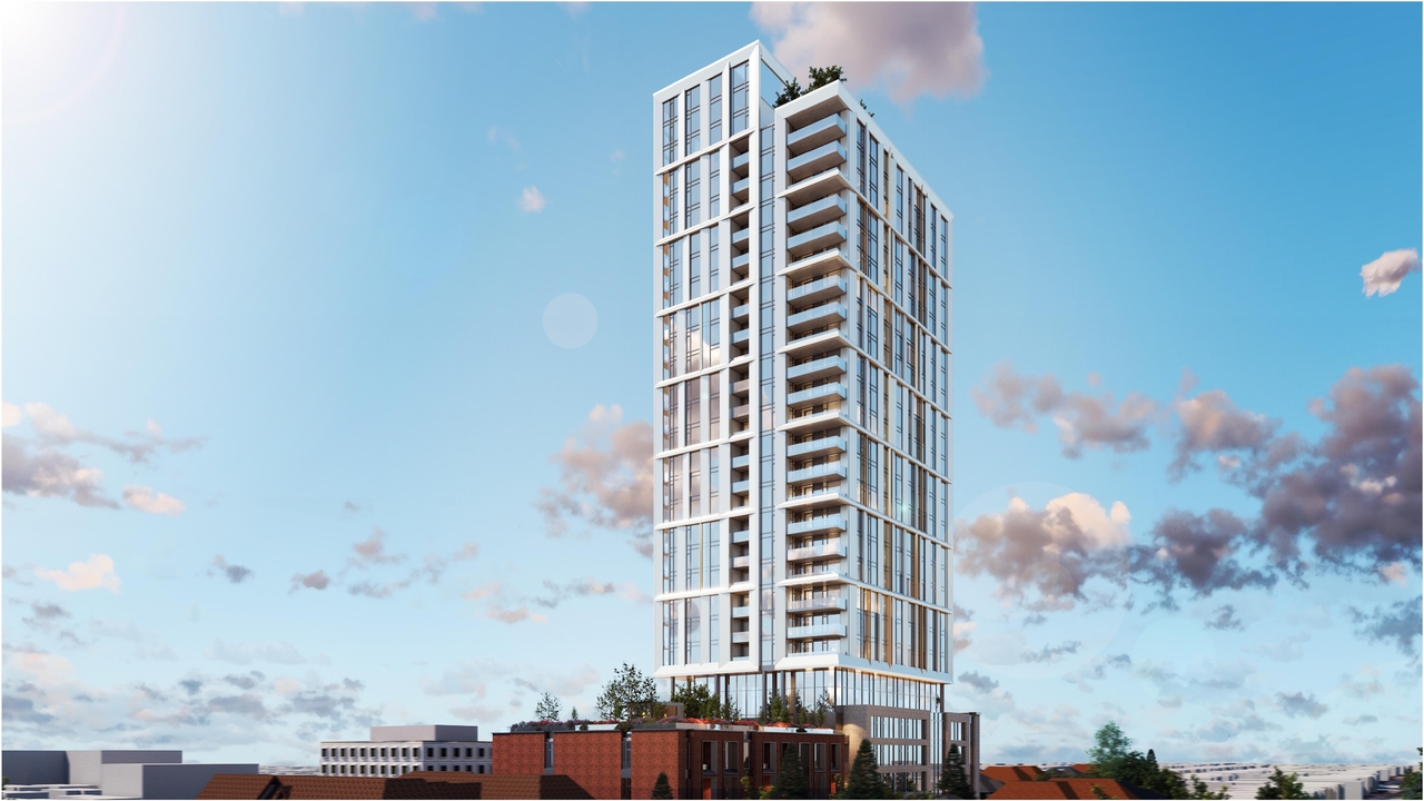 Rendering of building from page 4 of the file '2023-08-01 - Rendered Views - D02-02-21-0095'