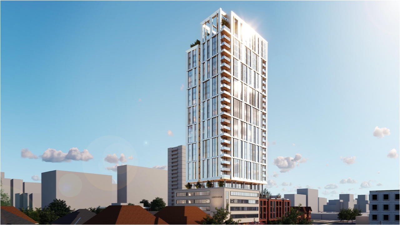 Rendering of building from page 5 of the file '2023-08-01 - Rendered Views - D02-02-21-0095'