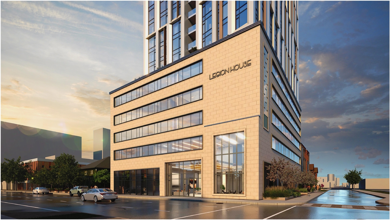 Rendering of building from page 6 of the file '2023-08-01 - Rendered Views - D02-02-21-0095'