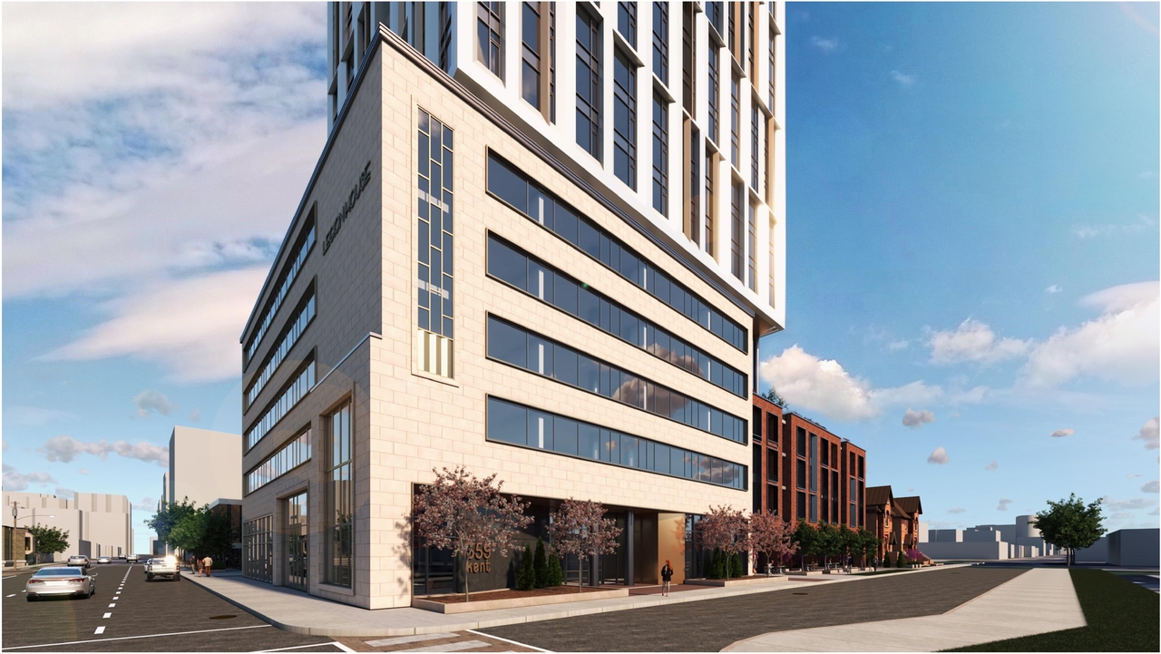Rendering of building from page 7 of the file '2023-08-01 - Rendered Views - D02-02-21-0095'