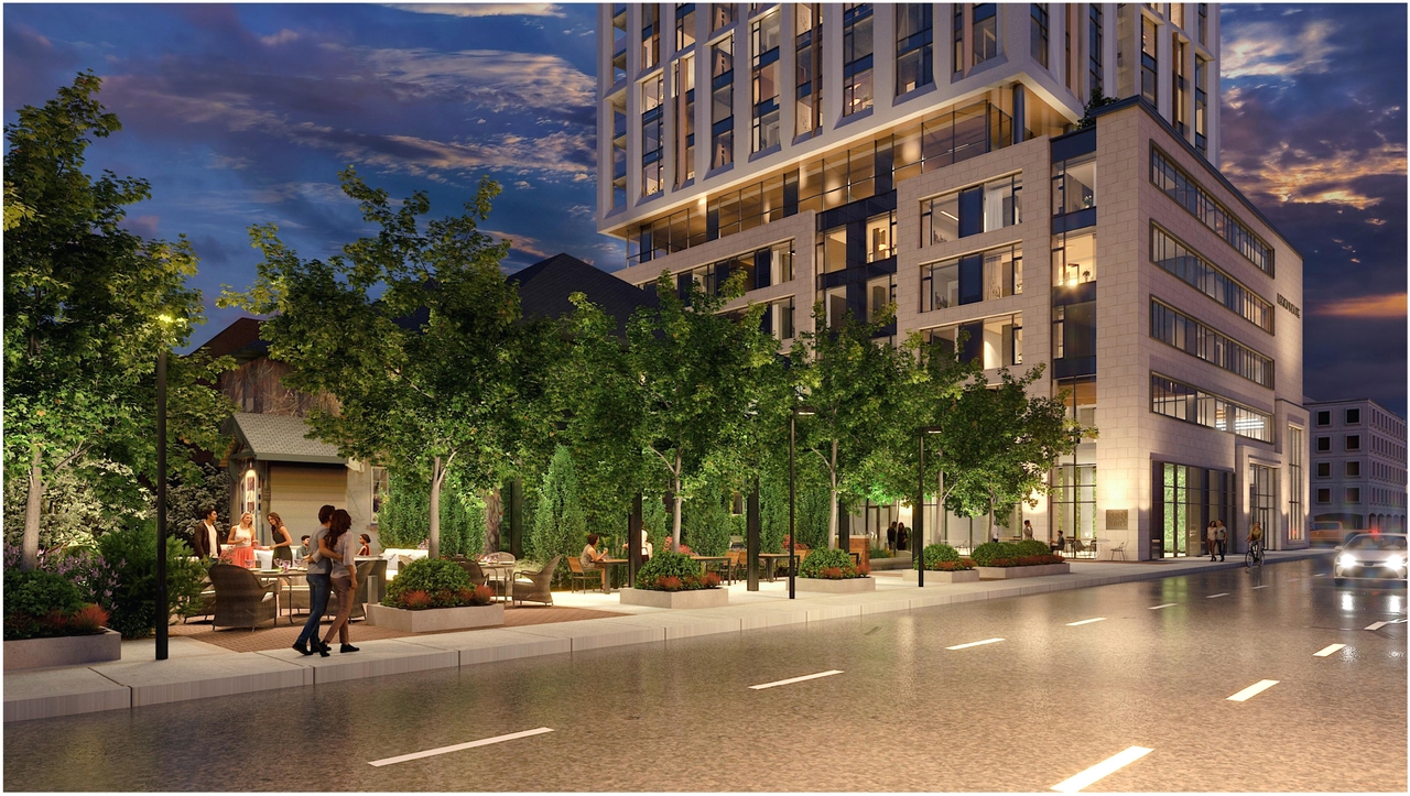 Rendering of building from page 11 of the file '2023-08-01 - Rendered Views - D02-02-21-0095'