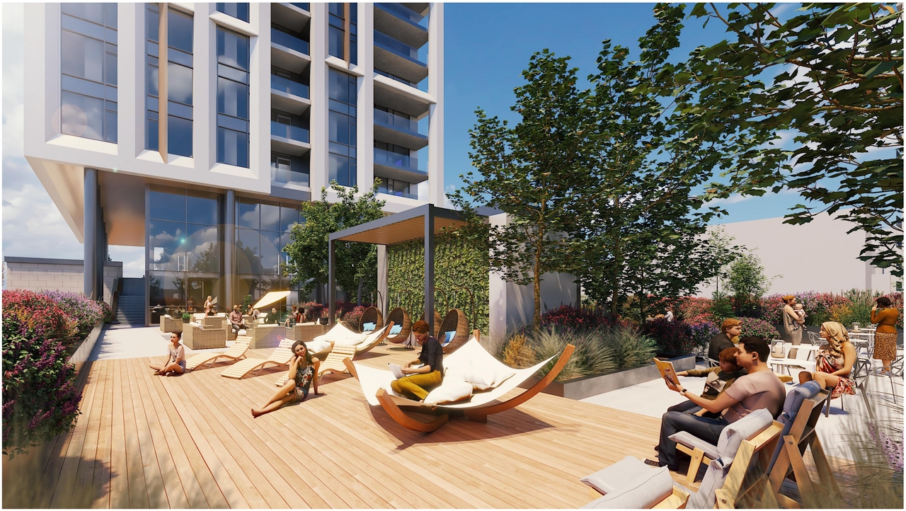 Rendering of building from page 16 of the file '2023-08-01 - Rendered Views - D02-02-21-0095'