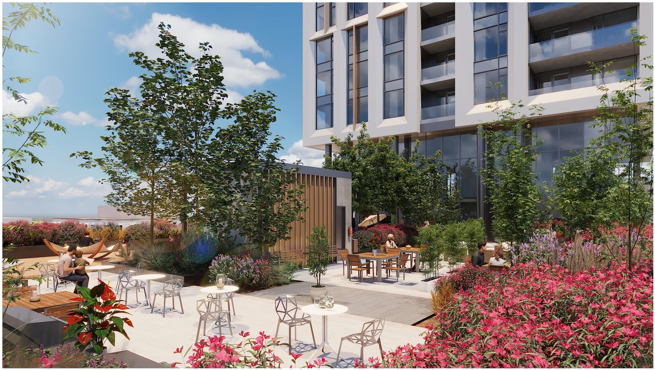 Rendering of building from page 17 of the file '2023-08-01 - Rendered Views - D02-02-21-0095'