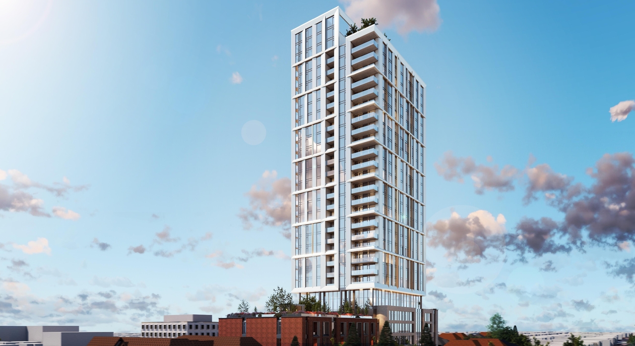 Rendering of building from page 4 of the file '2023-08-01 - Rendered Views - D02-02-21-0095'