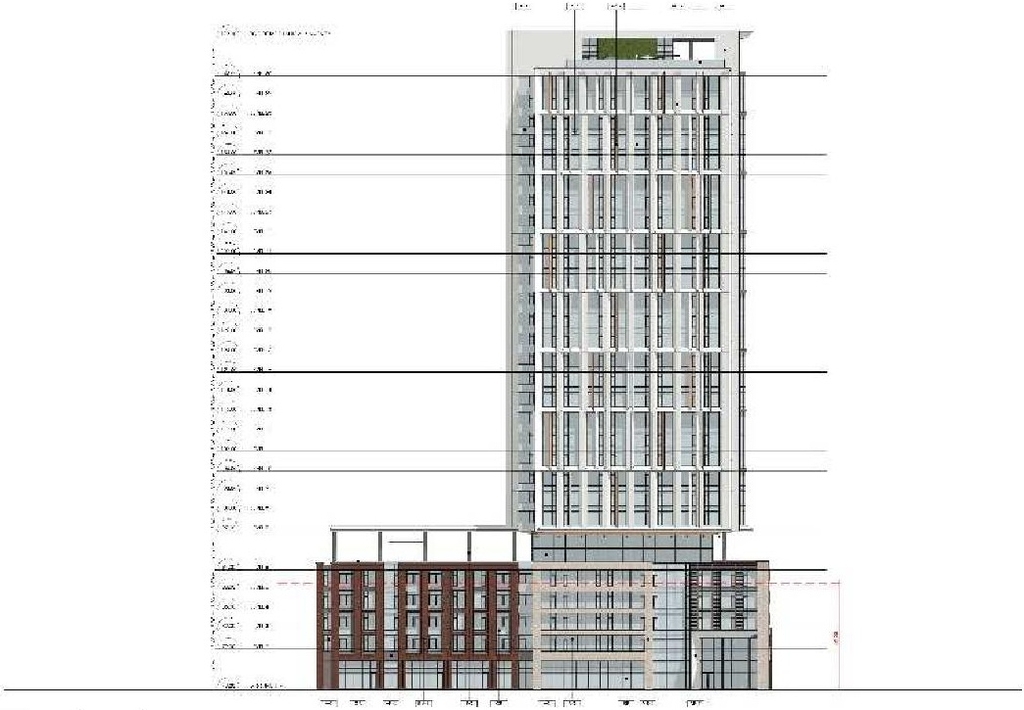 Rendering of building from page 15 of the file '2023-03-20 - Design Brief - D02-02-21-0095'