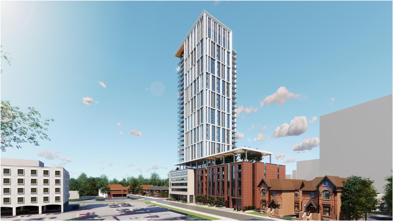 Rendering of building from page 4 of the file '2023-03-20 - Rendered Views - D02-02-21-0095'