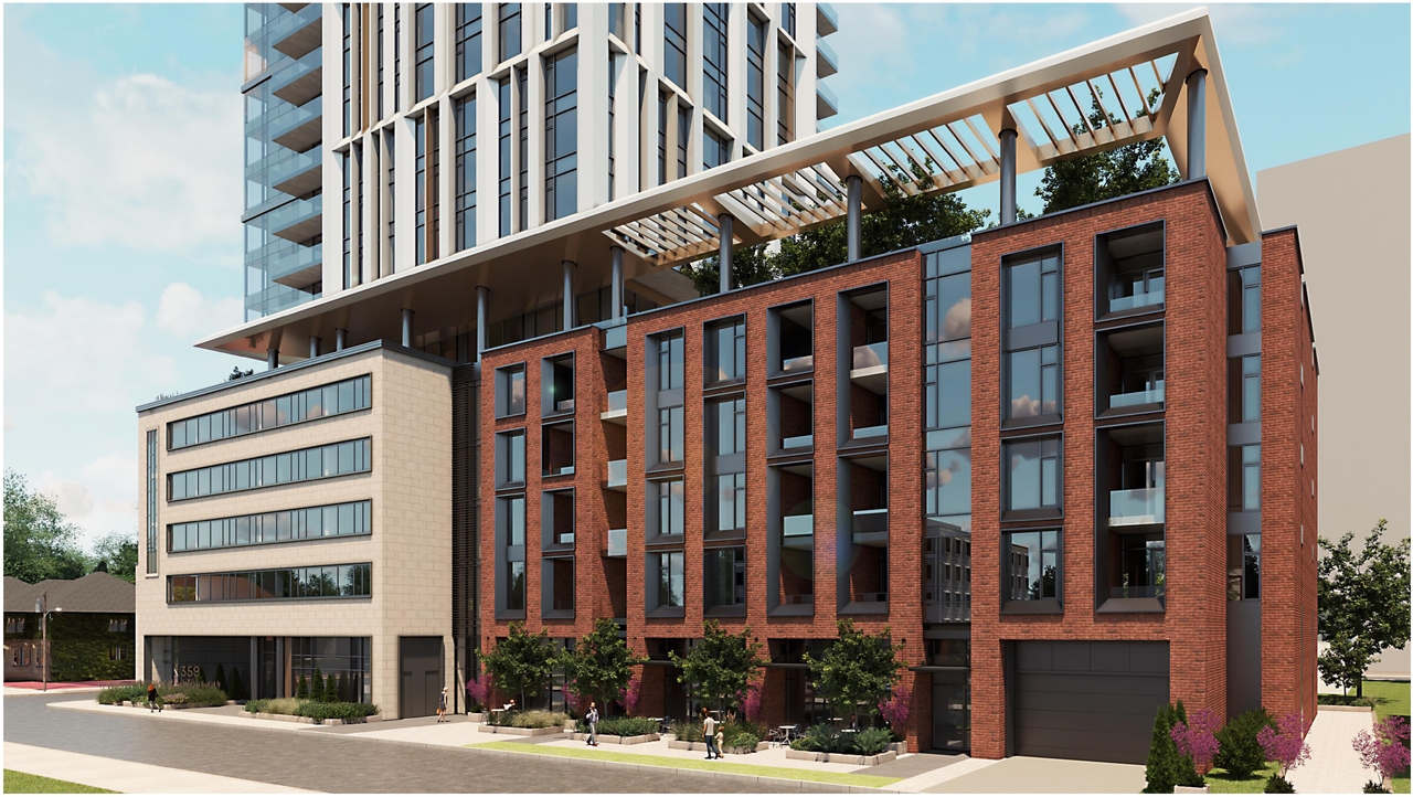 Rendering of building from page 5 of the file '2023-03-20 - Rendered Views - D02-02-21-0095'