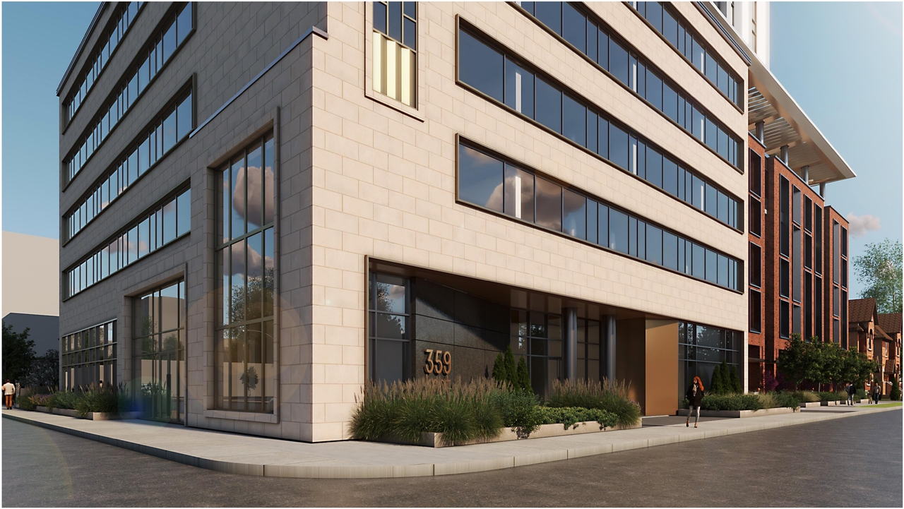 Rendering of building from page 9 of the file '2023-03-20 - Rendered Views - D02-02-21-0095'