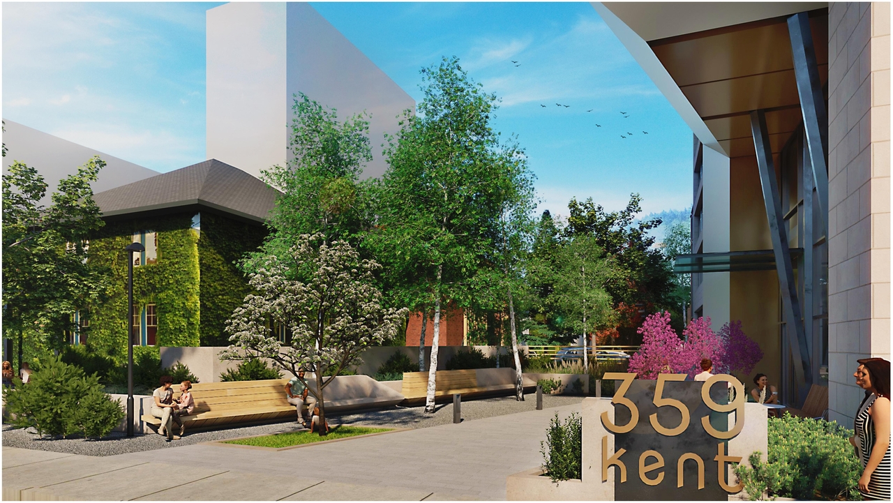 Rendering of building from page 13 of the file '2023-03-20 - Rendered Views - D02-02-21-0095'
