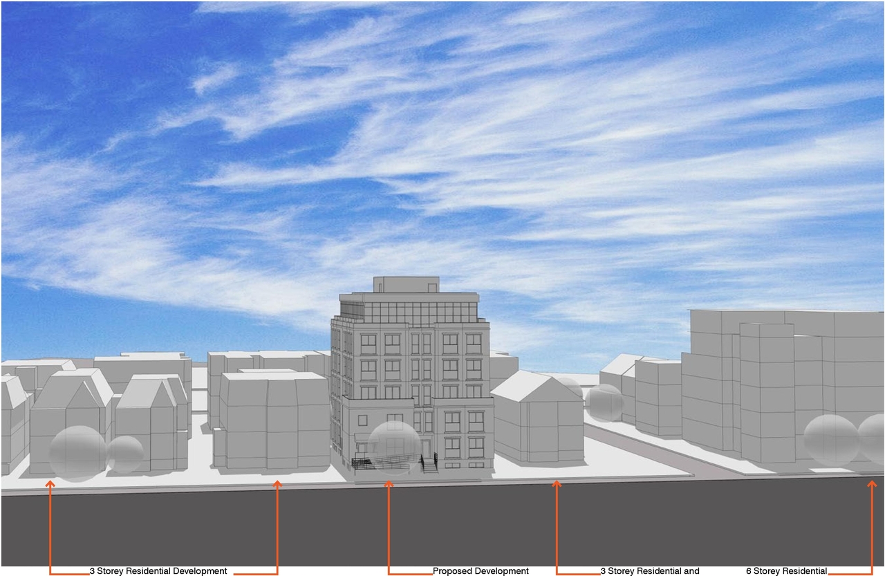 Rendering of building from page 24 of the file '2021-12-24 - UDRP Package - D02-02-21-0096'