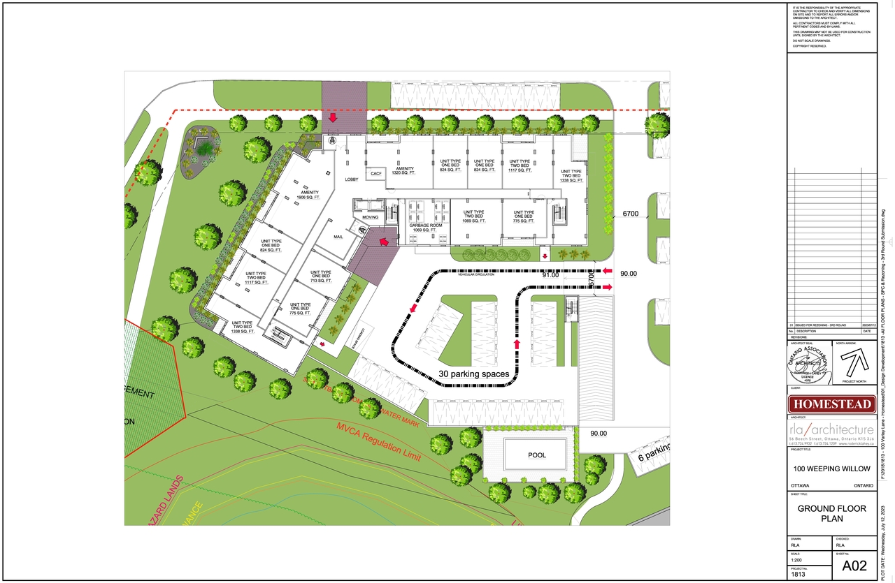 Construction site plan for project from page 1 of the file '2023-09-01 - Floor Plans - D02-02-21-0121'