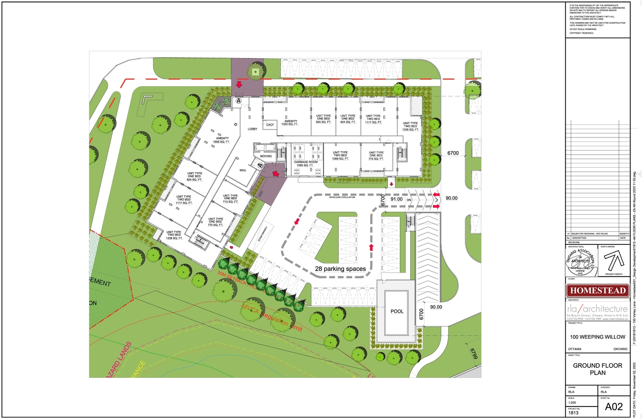 Construction site plan for project from page 1 of the file '2023-12-04 - GROUND FLOOR PLAN - D02-02-21-0121'