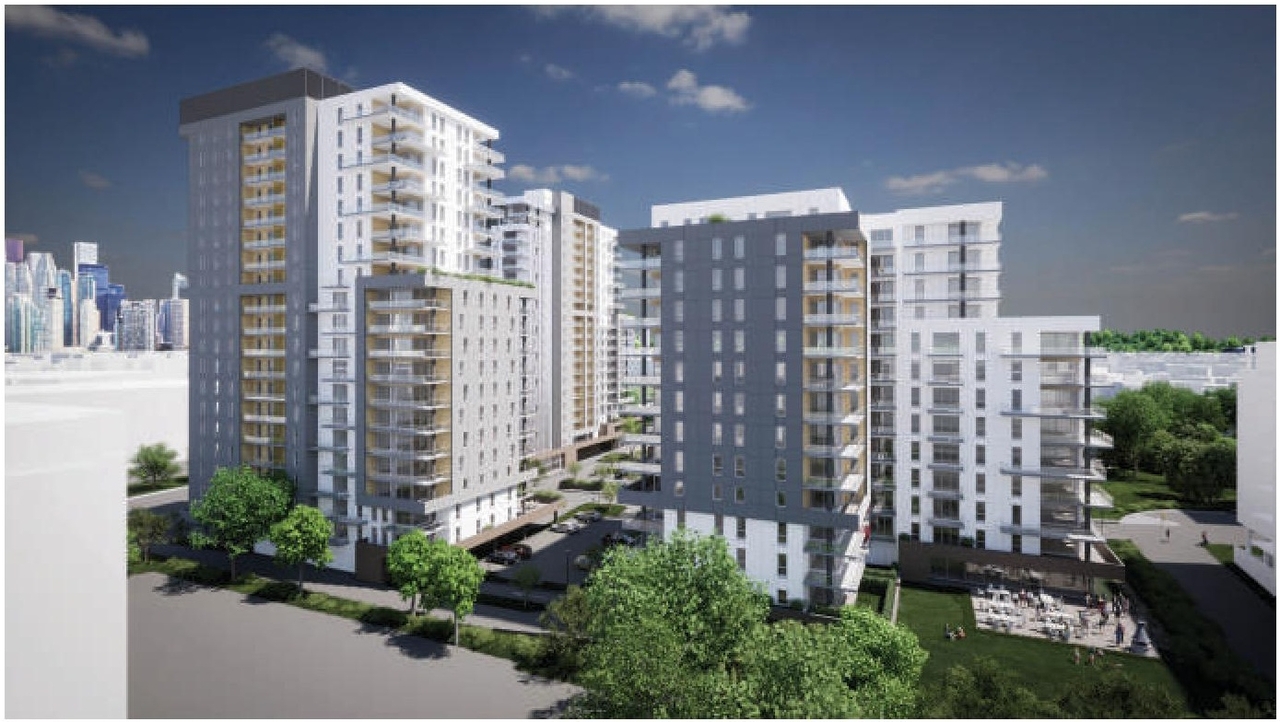 Rendering of building from page 4 of the file '2023-10-13 - Design Brief - D02-02-21-0137'