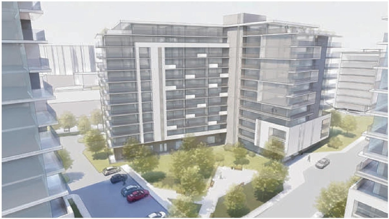 Rendering of building from page 4 of the file '2023-10-13 - Design Brief - D02-02-21-0137'