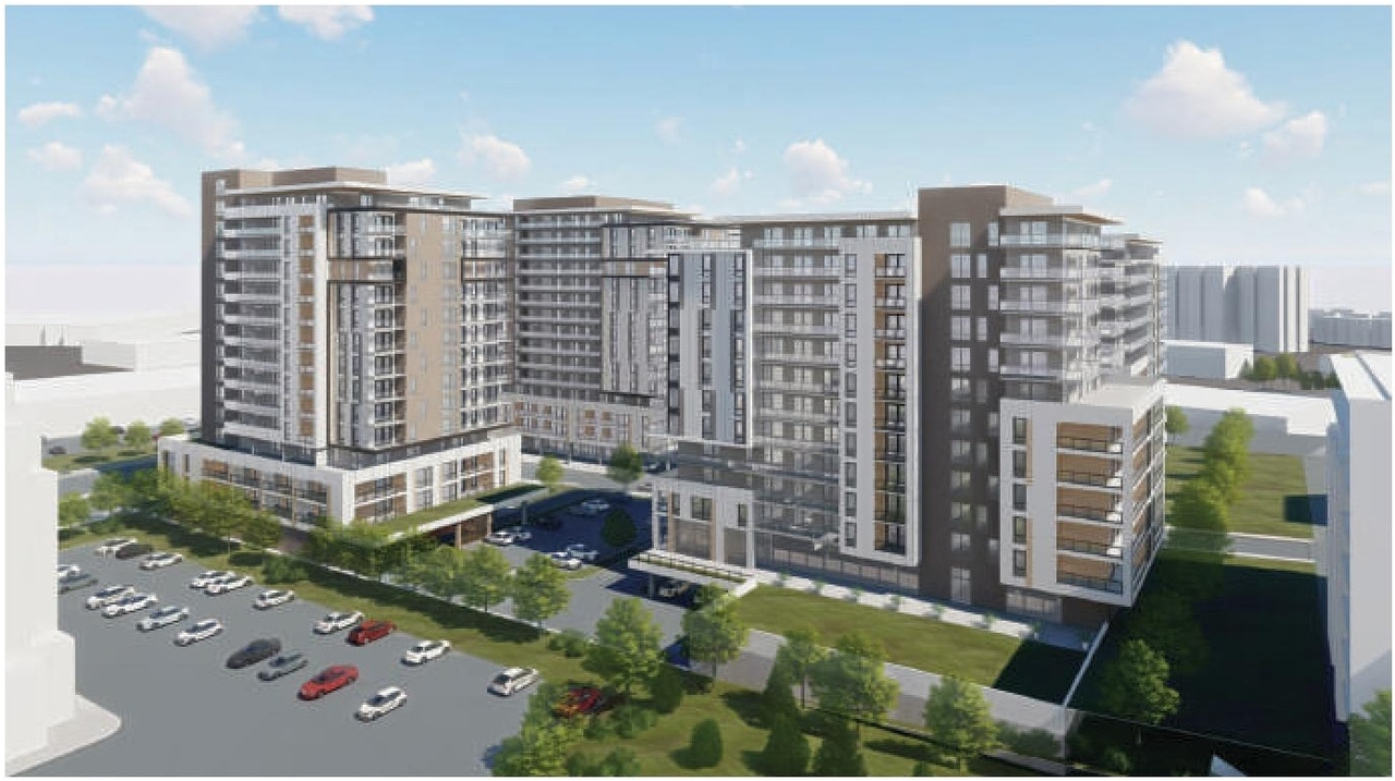 Rendering of building from page 9 of the file '2023-10-13 - Design Brief - D02-02-21-0137'
